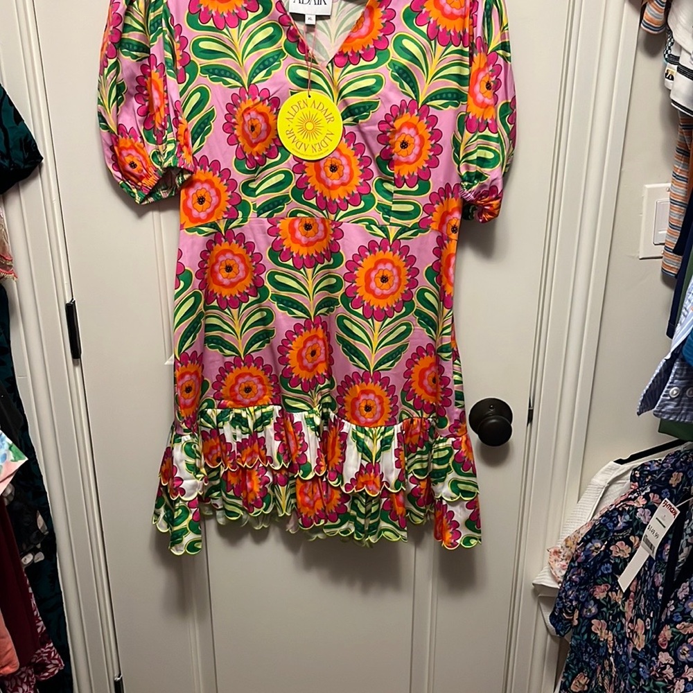 Vibrant Floral Dress with Ruffle Hem